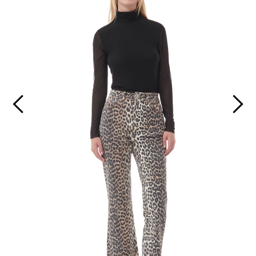 BLACK MESH LONG SLEEVE ROLL NECK BLOUSE  sz 4